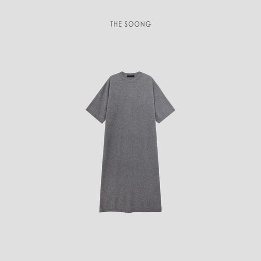 THESOONG/绵羊毛七分袖极简慵懒时髦廓形T恤裙女中长款宽松HWQZ7510 商品图4