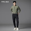 PINLI品立春季新款亚麻休闲长袖衬衫男潮牌立领百搭商务衬衣GD253113042 商品缩略图1