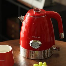 APIXINTL安本素电热水壶 烧水壶 1.8L大容量 自带机械仪表 精准控温 食品级加厚304不锈钢内胆、不易藏水 垢基地直邮