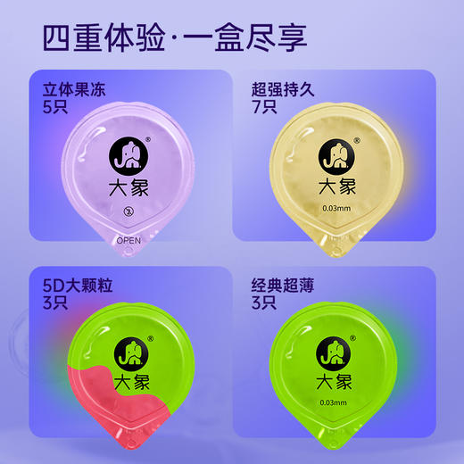 大象避孕套魔法啵啵18只 超薄玻尿酸情趣刺激安全套男女用套套byt 商品图1