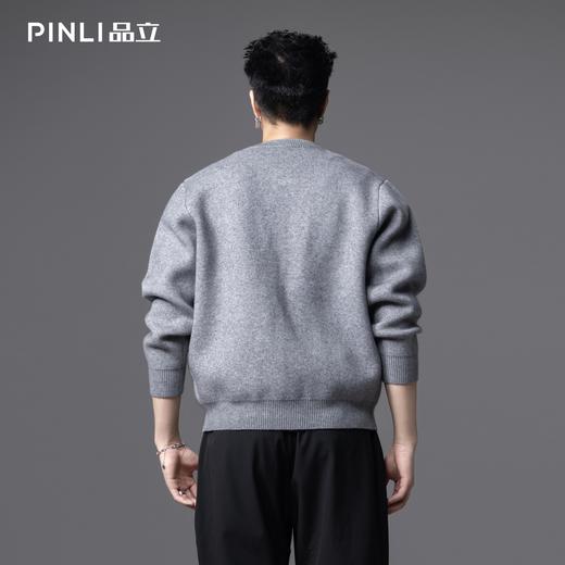 PINLI品立2025秋季新款男士简约圆领开衫毛衣潮牌休闲针织衫外套GD253110129 商品图3
