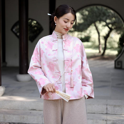 新中式外套，中国风缎面复古上衣提花外套QM-6582 商品图2