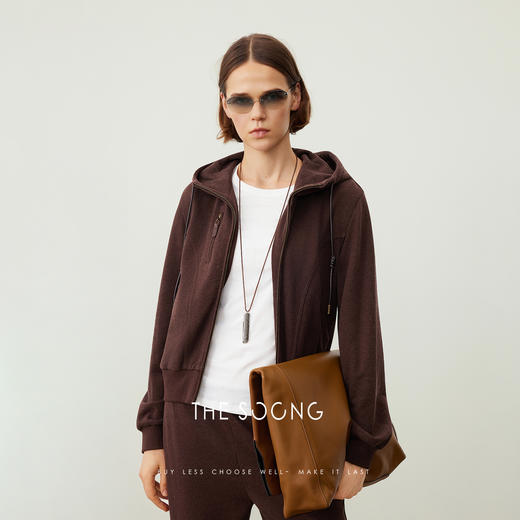 THESOONG/ 高密新疆纯棉卫衣开衫卫裤休闲套装女连帽慵懒秋季HWWY7669-A 商品图3