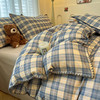 100%全棉磨毛四件套格纹秋冬床品 商品缩略图5