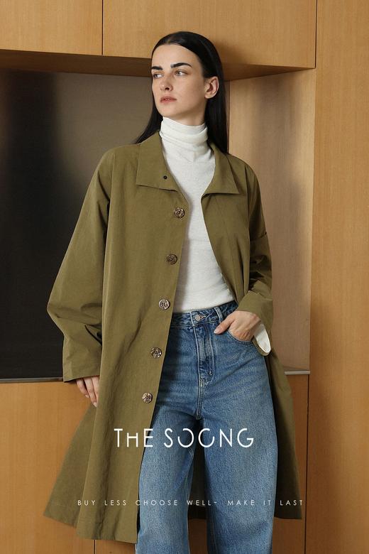 THESOONG/简约直筒中长款外套女开衫百搭休闲宽松秋季款HWFY7654 商品图5