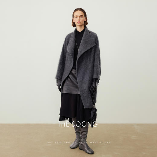 THESOONG/山羊绒外套女秋冬2025新款羊毛大衣女长款气质流苏HWDY7588 商品图0