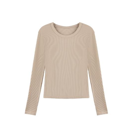 螺纹大方领打底衫女春秋2025新款内搭早秋爆款莫代尔t恤显瘦上衣 商品图4