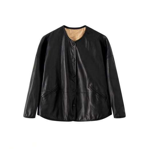 INSUN恩裳秋季慵懒休闲双面穿山羊皮皮衣 商品图3