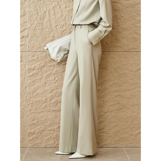 INSUN恩裳老钱风羊毛直筒休闲裤 商品图2