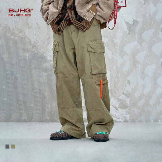 BJHG不计后果水洗工装裤子男款秋季潮牌宽松百搭直筒复古休闲裤女 商品图0