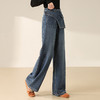 假两件复古蓝阔腿牛仔裤，高腰显瘦长款休闲直筒裤MYX-OZY-25213-L 商品缩略图2