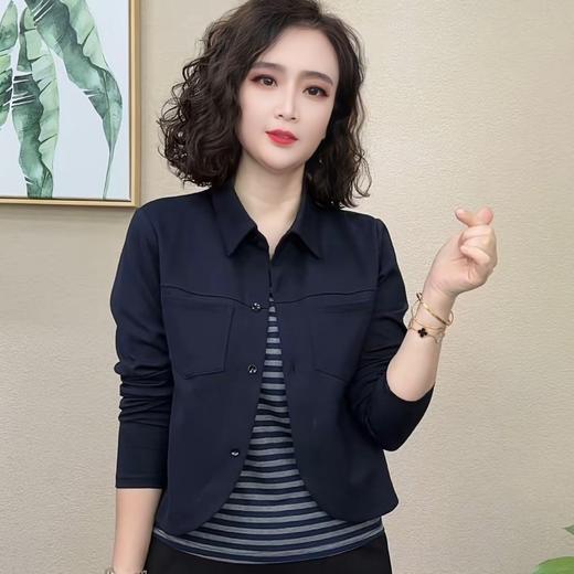 BD1318-257682025春秋季新款时尚假两件长袖衬衫外套上衣妈妈装宽松减龄小衫女 商品图1