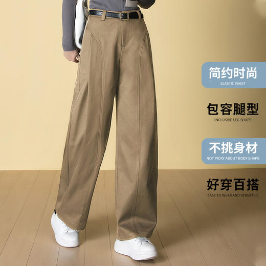 HSS 3053设计感弯刀裤舒柔特后松紧腰宽松显瘦休闲阔腿裤 商品图1
