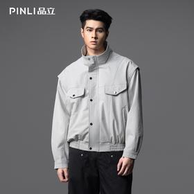 PINLI品立2025秋季新款简约宽松立领夹克外套潮牌复古休闲男茄克GD253104105