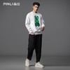 PINLI品立2025秋季新款发泡烫画男士卫衣手工钉钻珠套头潮牌上衣BG253109005 商品缩略图1