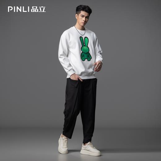 PINLI品立2025秋季新款发泡烫画男士卫衣手工钉钻珠套头潮牌上衣BG253109005 商品图1