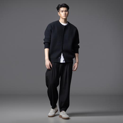 PINLI品立2025秋季新款男士简约圆领开衫毛衣潮牌休闲针织衫外套GD253110129 商品图1