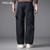 PINLI品立春季新款宽松直筒阔腿裤男士潮牌百搭黑色休闲长裤B253117020 商品缩略图2
