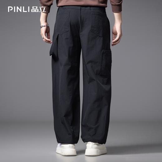 PINLI品立春季新款宽松直筒阔腿裤男士潮牌百搭黑色休闲长裤B253117020 商品图2