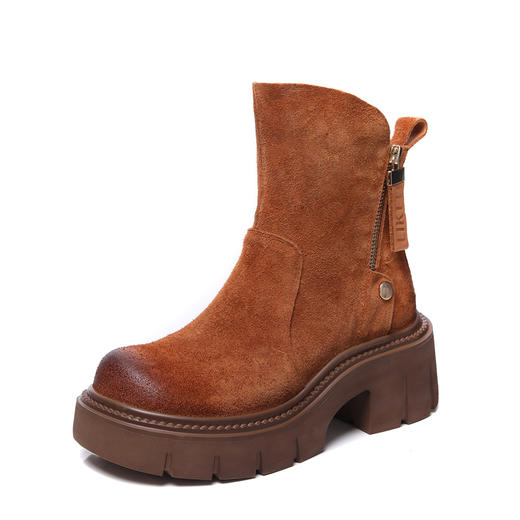 FR 85019复古马丁靴防滑耐磨真皮厚底休闲短靴 商品图4