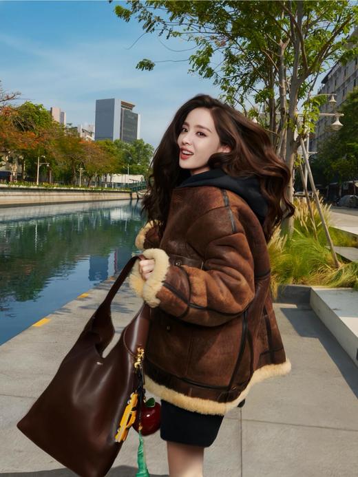 GZ215-蔻驰 Brooklyn 28 金色品牌Logo印花磁性按扣开合 粒面皮革 Hobo包手提单肩包(KS*MM) 商品图2