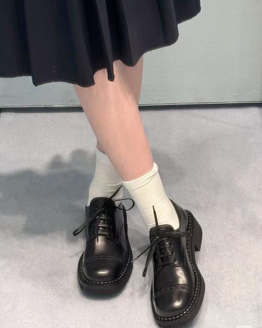 XX77-miumiu 缪缪 牛皮革 方头系带 乐福鞋 休闲单鞋（KS*MM） 商品图0