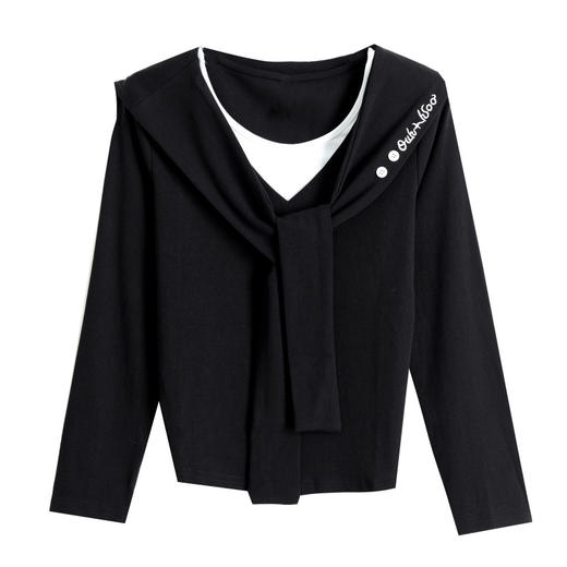 设计感刺绣披肩长袖T恤，休闲百搭修身显瘦上衣KQL-355H8301 商品图4