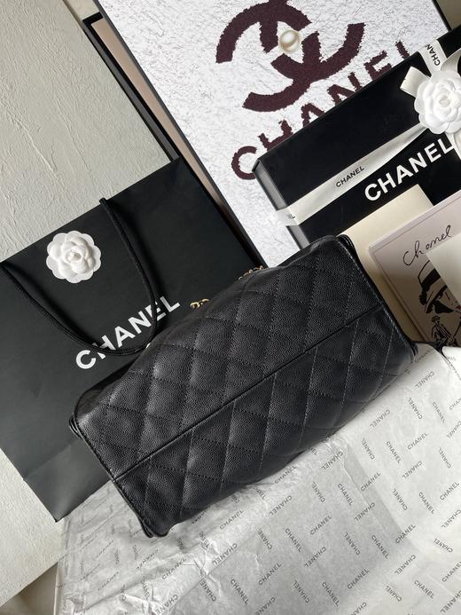 GZ230-CHANEL小香金色双C Logo菱格图案皮穿链帆布嬉皮包斜挎单肩包黑色（LH*MM） 商品图3
