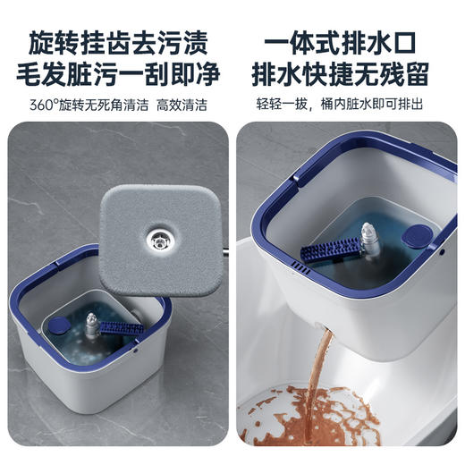 「净污分离！高颜值」大号干湿两用拖地拖把家用套装mop净污分离旋转拖把桶懒人清洁工具桶 商品图3