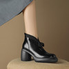 【预售5天】轻巧舒适圆头厚底蝴蝶结瘦瘦靴，真皮气质枪色粗跟高跟鞋短靴MDY&M508-3 商品缩略图4