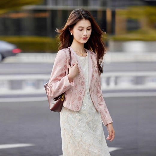 精致显瘦绣花小外套，气质减龄一粒扣长袖上衣HR-CME8128 商品图0