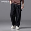 PINLI品立春季新款宽松直筒阔腿裤男士潮牌百搭黑色休闲长裤B253117020 商品缩略图0