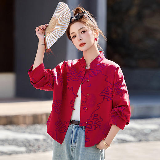 新中式国风提花减龄外套ZYQ2502 商品图0