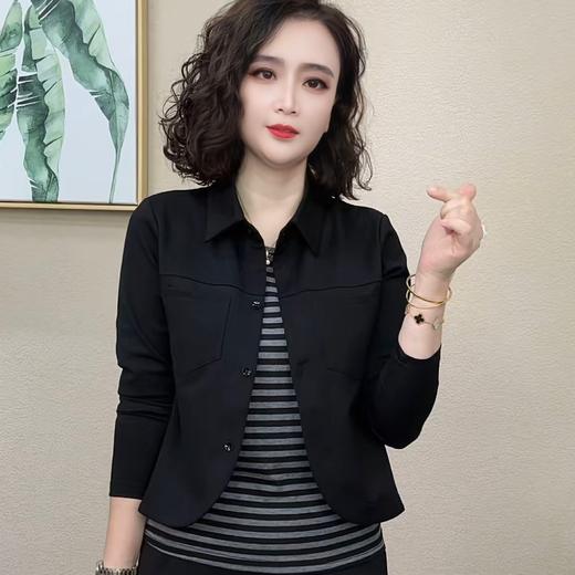 BD1318-257682025春秋季新款时尚假两件长袖衬衫外套上衣妈妈装宽松减龄小衫女 商品图2