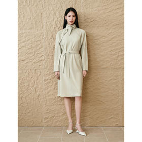 INSUN恩裳连肩袖设计感精纺羊毛连衣裙