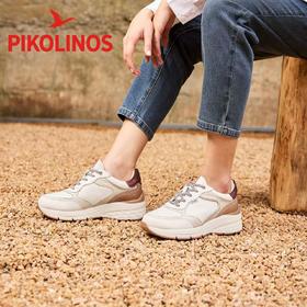 【Pikolinos】  B3F  |  派高雁秋季牛皮深口圆头系带平跟拼色休闲鞋PL254701