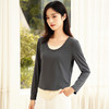 丁摩 女士长袖T恤打底衫春秋新款圆领薄款假两件高弹力内搭上衣5ZF-508 商品缩略图2