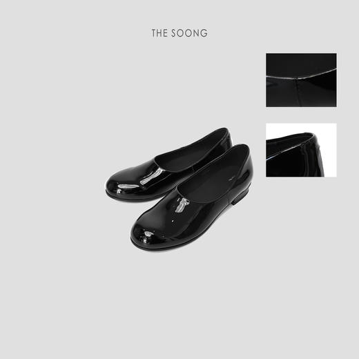 THESOONG/100%羊皮漆面平底鞋女真皮圆头浅口乐福款休闲HWXZ7264 商品图2