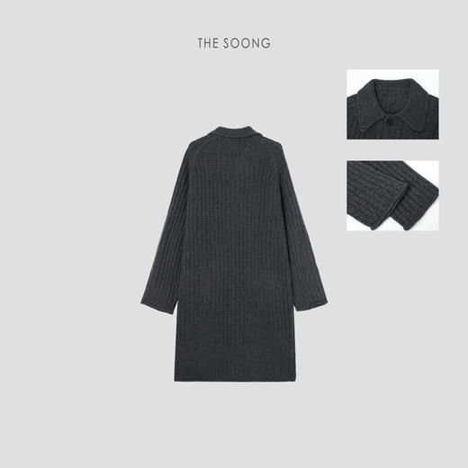 THESOONG/100%巴素兰羊毛针织长袖开衫女中长款外HWMY7526 商品图7
