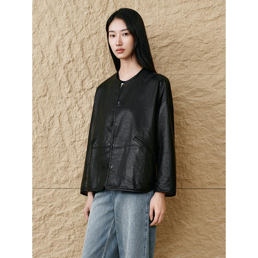 INSUN恩裳秋季慵懒休闲双面穿山羊皮皮衣 商品图2