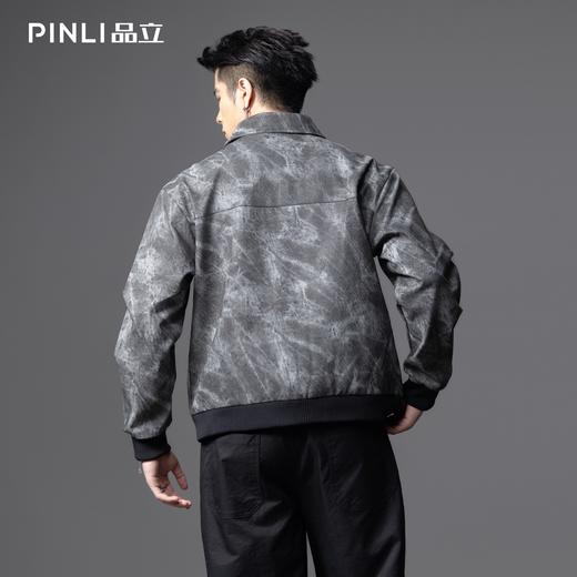 PINLI品立2025秋季新款男士机车风宽松翻领PU茄克外套上衣青年潮GD253104097 商品图2