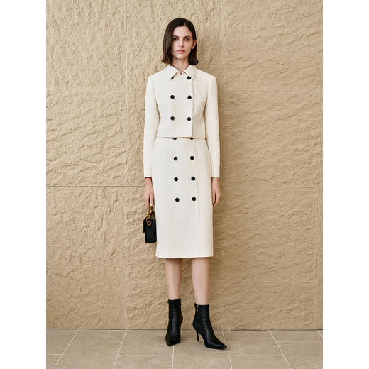 INSUN恩裳气质双排扣直筒包臀半身裙 商品图2