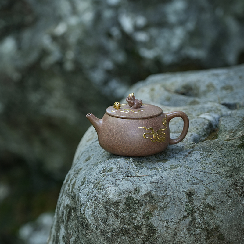 龙德堂陶艺 汤宣武《狮球》原矿老段泥（微柴烧）180  cc  库存请咨询客服