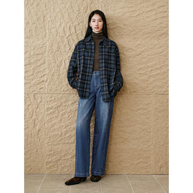 INSUN恩裳冬季廊系工装风色织格纹纯棉衬衫