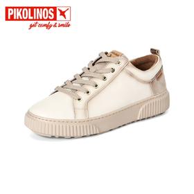 【Pikolinos 】  B3F | 派高雁秋季牛皮深口拼色系带平跟休闲单鞋PL251904