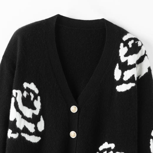 S·Y·C【暗夜花影】山羊绒V领玫瑰花针织开衫外套R25050 商品图5