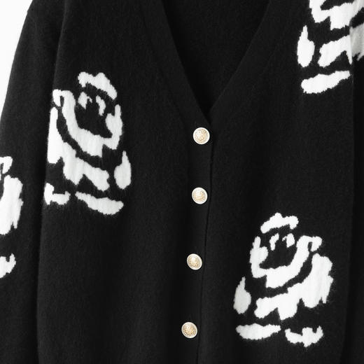 S·Y·C【暗夜花影】山羊绒V领玫瑰花针织开衫外套R25050 商品图3