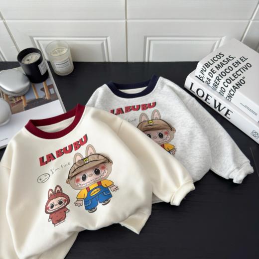 ✨【佑族秋冬新款A类LABUBU卡通卫衣Y108】🔥la布布卫衣让娃可爱到开挂！ 😘有可爱的卡通图案，色彩柔和清新， 👍领子撞色设计童趣又灵动 商品图0