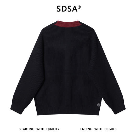 SDSA秋冬新款痞帅男装韩版简约撞色纽扣V领针织衫百搭开衫毛衣 商品图4