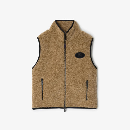 BURBERRY 巴宝莉 女士马术骑士印章贴片短款羊毛棉马甲 棕黄色 8110159 C1589 商品图0